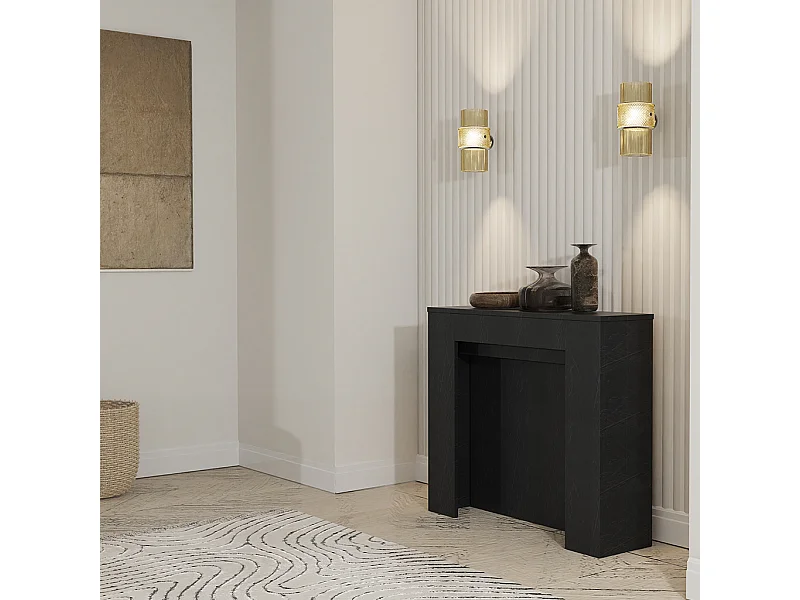 CLARA - Schlanker anthrazitfarbener ausziehbarer Konsolentisch von 25 cm bis 2 Meter - integrierte Erweiterungen - für bis zu 8 Personen - kostenloser Versand