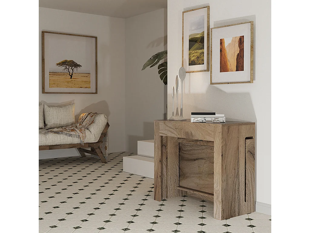 PETRA - Ausziehbarer Konsolentisch aus Eiche von 42 cm bis 3 Meter - integrierte Erweiterungen - für bis zu 12 Personen - kostenloser Versand