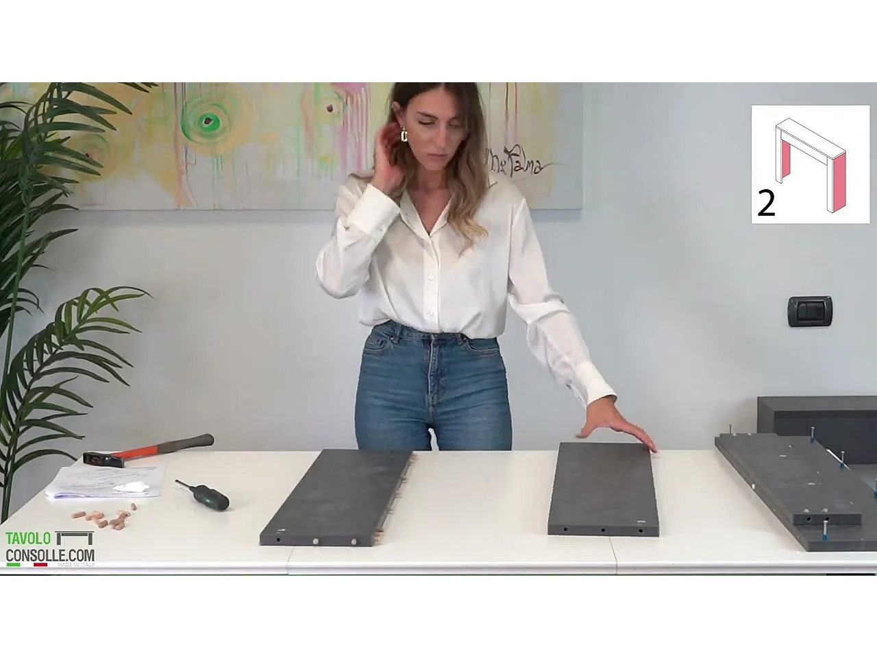 PETRA - Anthrazitfarbener ausziehbarer Konsolentisch von 42 cm bis 3 Meter - integrierte Erweiterungen - für bis zu 12 Personen - kostenloser Versand