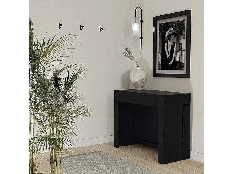 PETRA - Anthrazitfarbener ausziehbarer Konsolentisch von 42 cm bis 3 Meter - integrierte Erweiterungen - für bis zu 12 Personen - kostenloser Versand