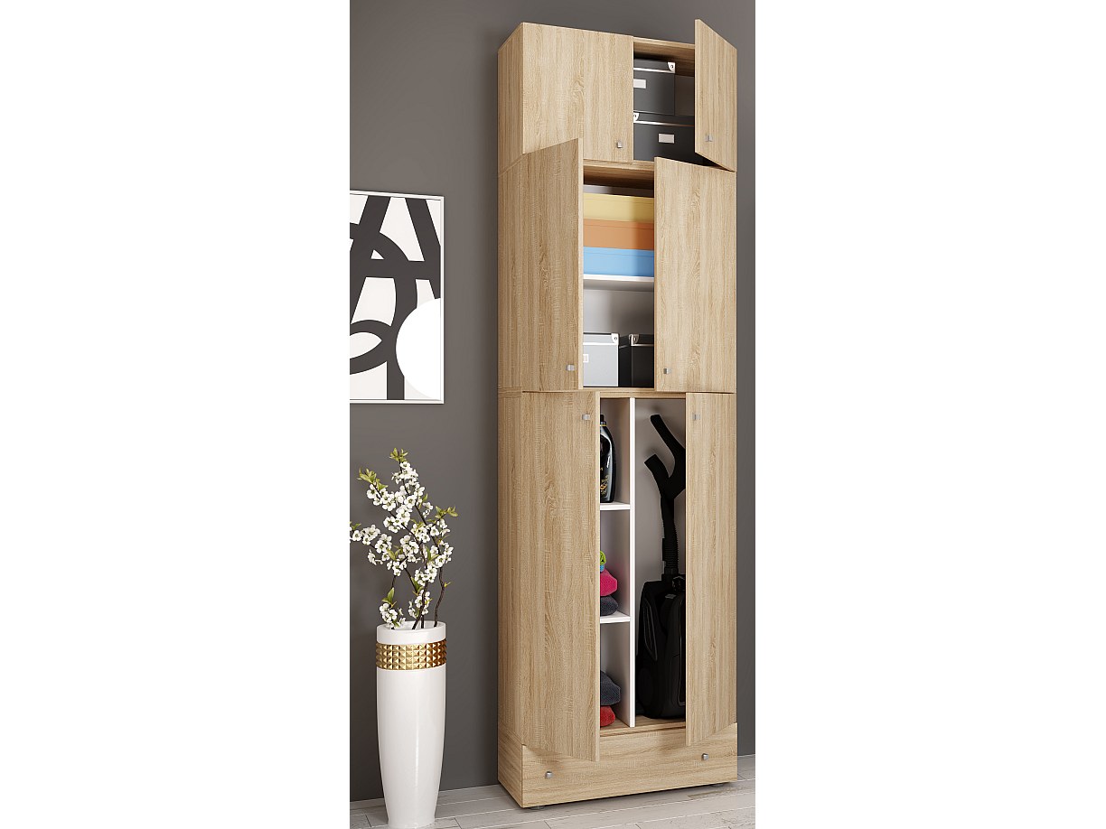 VCM Armoire à balais en bois Aspirateur Armoire de nettoyage Armoir...