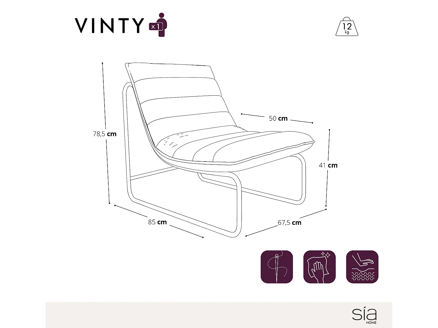 Fauteuil de salon velours texturé écru VINTY