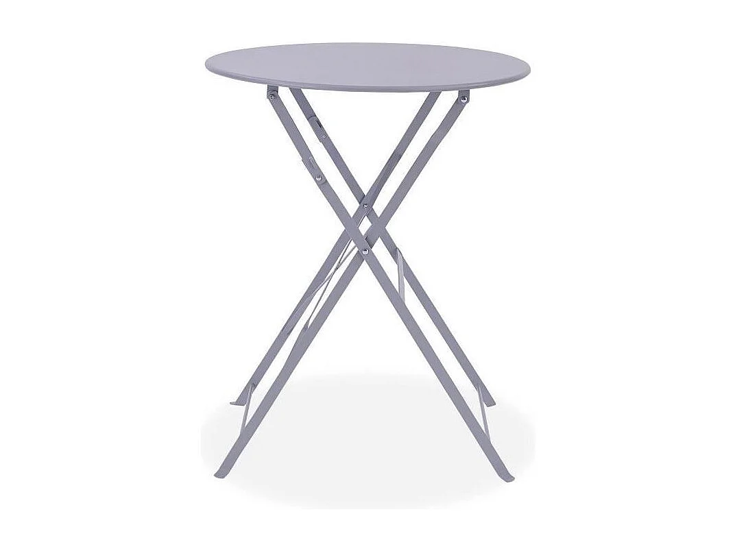 Set bistrot pieghevole grigio in acciaio - Tavolo rotondo 60x71 cm + 2 sedie senza braccioli, stile industriale, montaggio consegnato