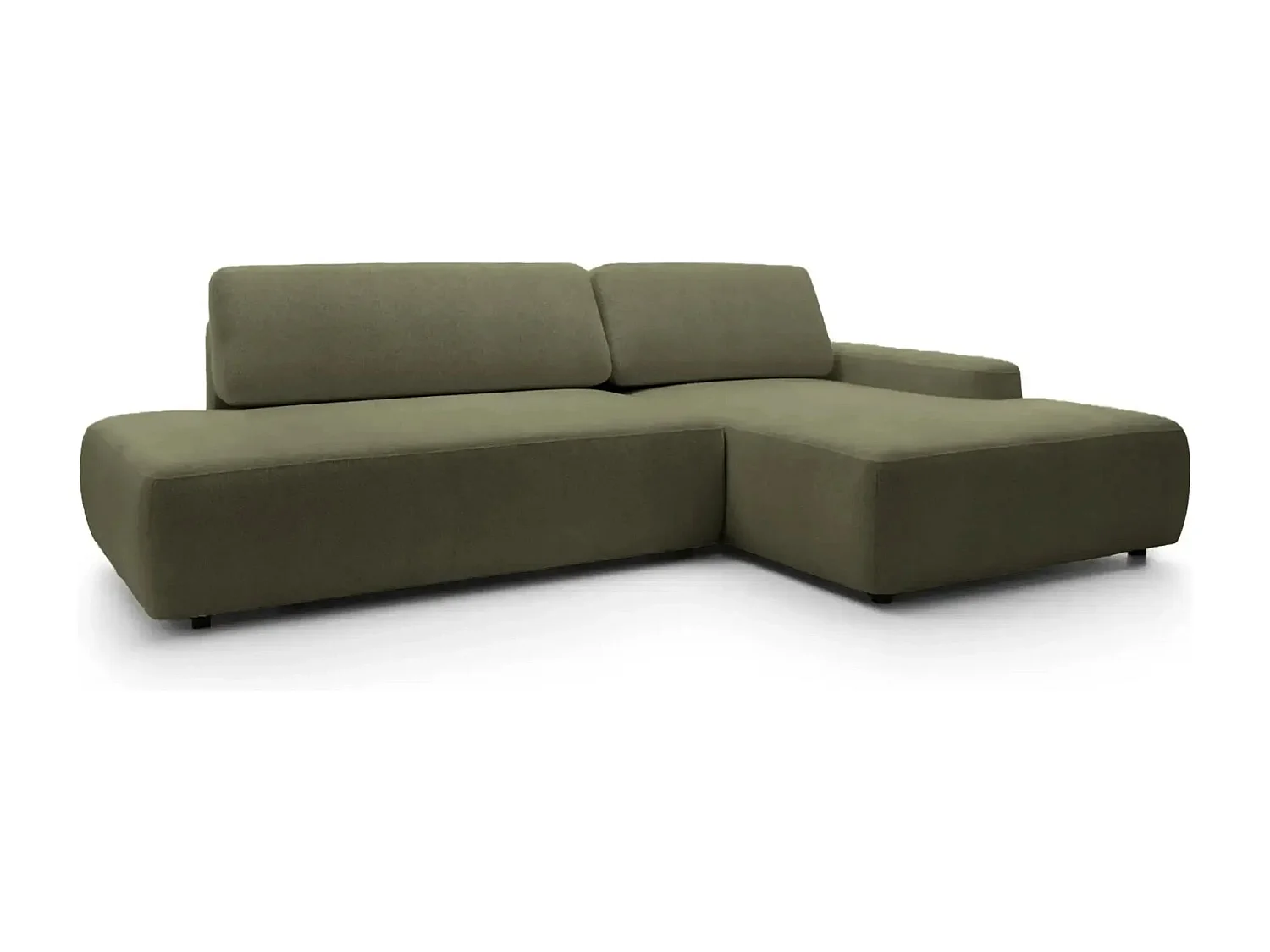 IVY O - Canapé d'angle convertible coffre tissu chiné 3 places - Vert olive - Gauche