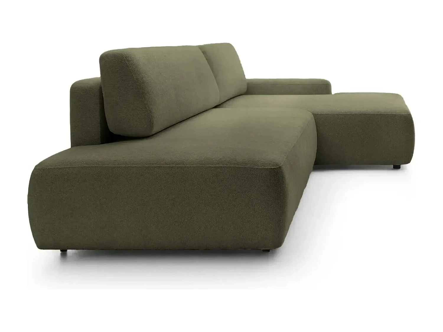 IVY O - Canapé d'angle convertible coffre tissu chiné 3 places - Vert olive - Gauche