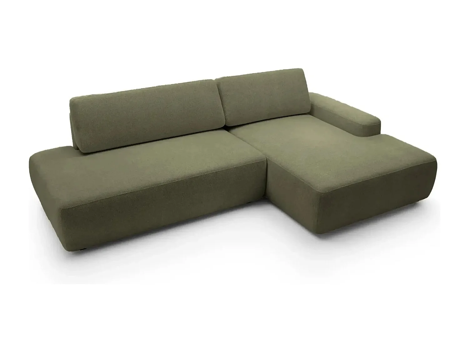 IVY O - Canapé d'angle convertible coffre tissu chiné 3 places - Vert olive - Gauche