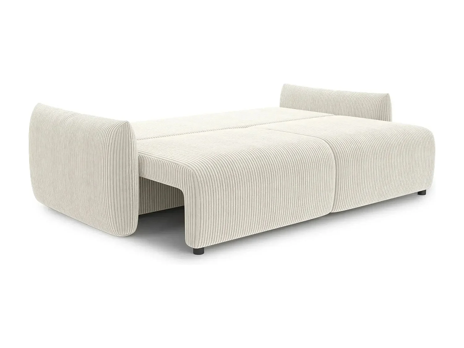 ELIO - Canapé droit convertible petit velours côtelé 3 places - Beige