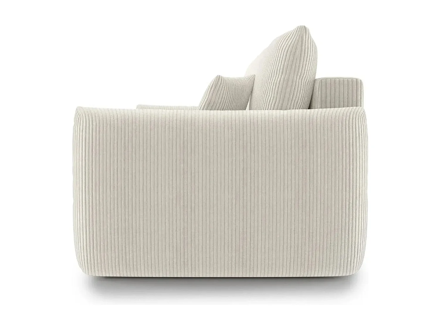 ELIO - Canapé droit convertible petit velours côtelé 3 places - Beige