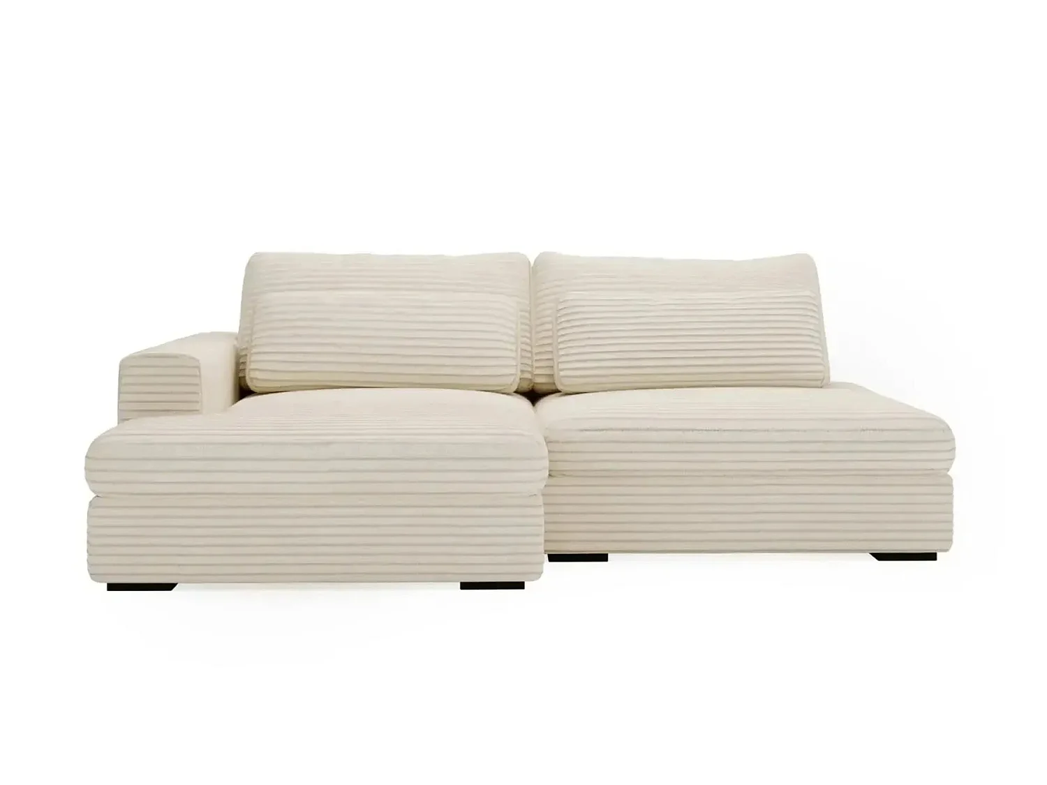 Canapé d'angle convertible 4 places en velours côtelé beige