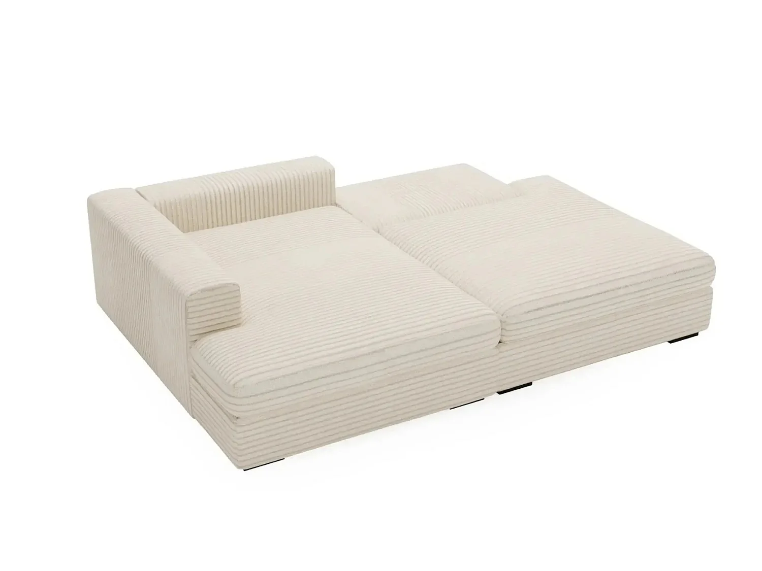 Canapé d'angle convertible 4 places en velours côtelé beige