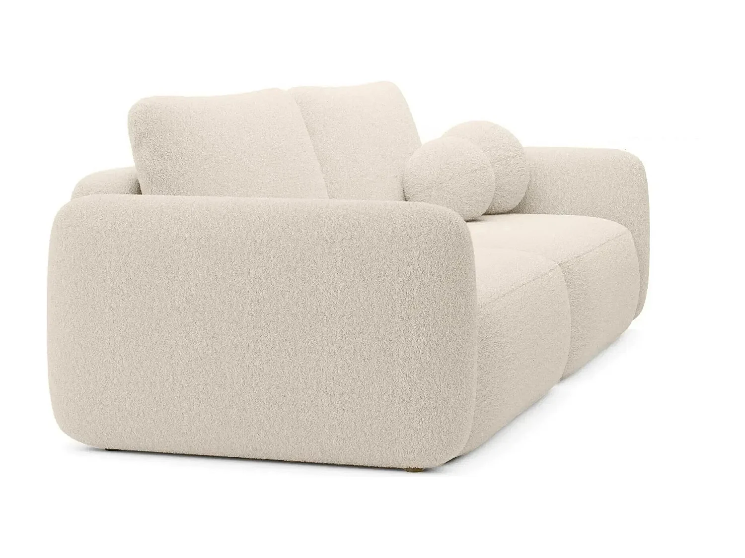 GIGI - Canapé droit convertible tissu bouclette 3 places - Beige