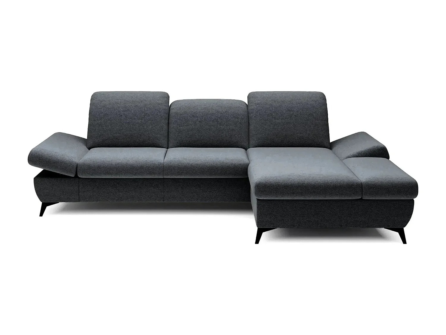 LIVIA - Canapé d'angle convertible tissu chiné 4 places - Gris foncé - Droit