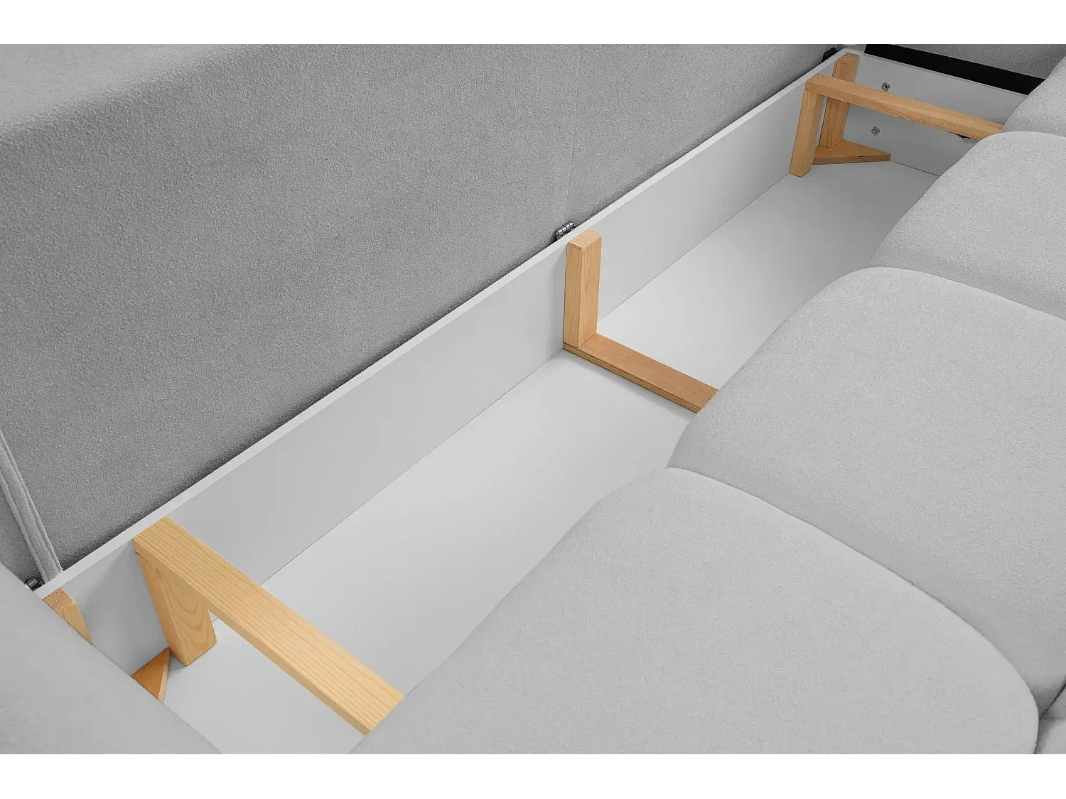 JUNE - Canapé droit convertible tissu bouclette 2 places - Gris clair