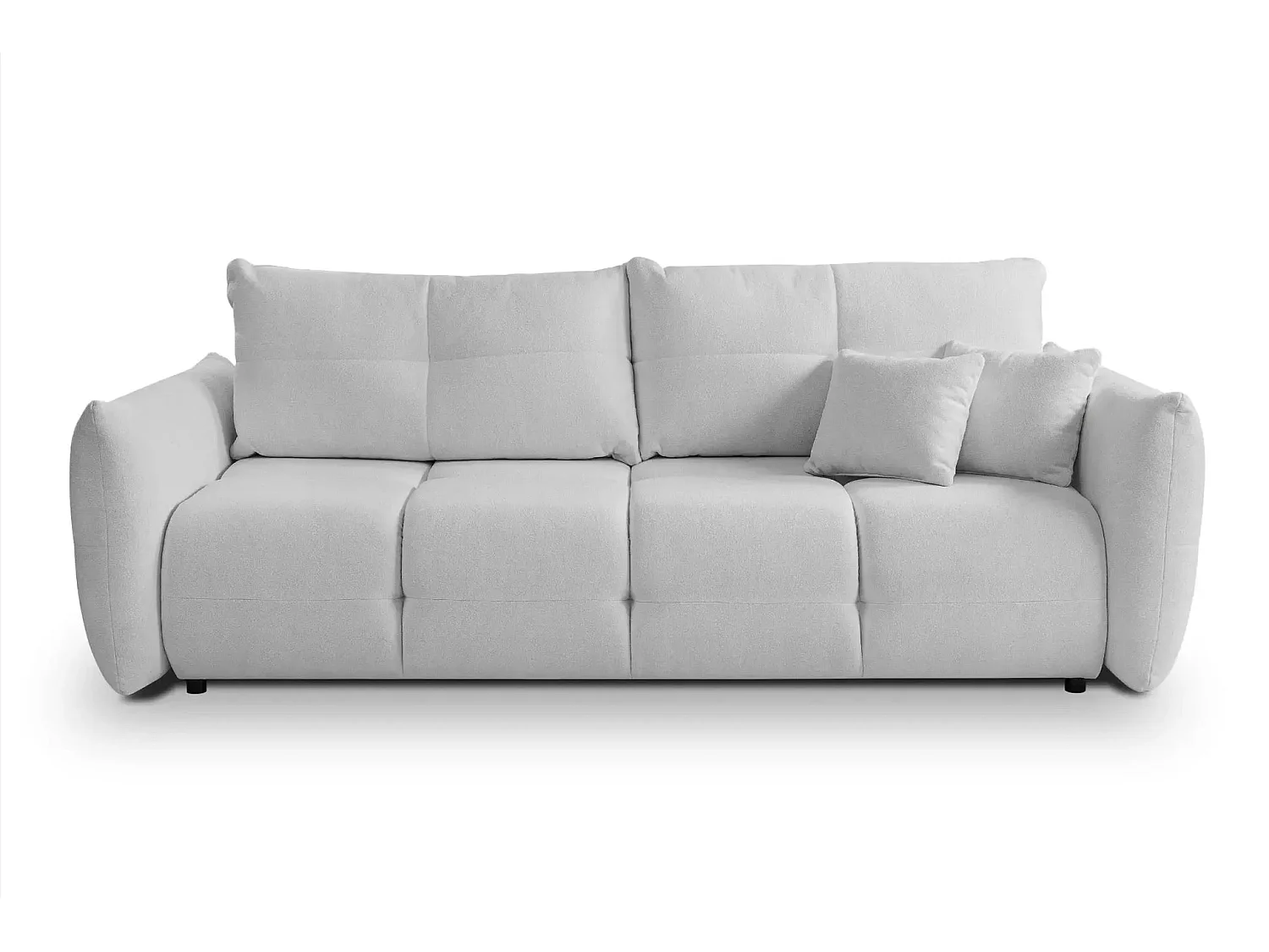 JUNE - Canapé droit convertible tissu bouclette 2 places - Gris clair