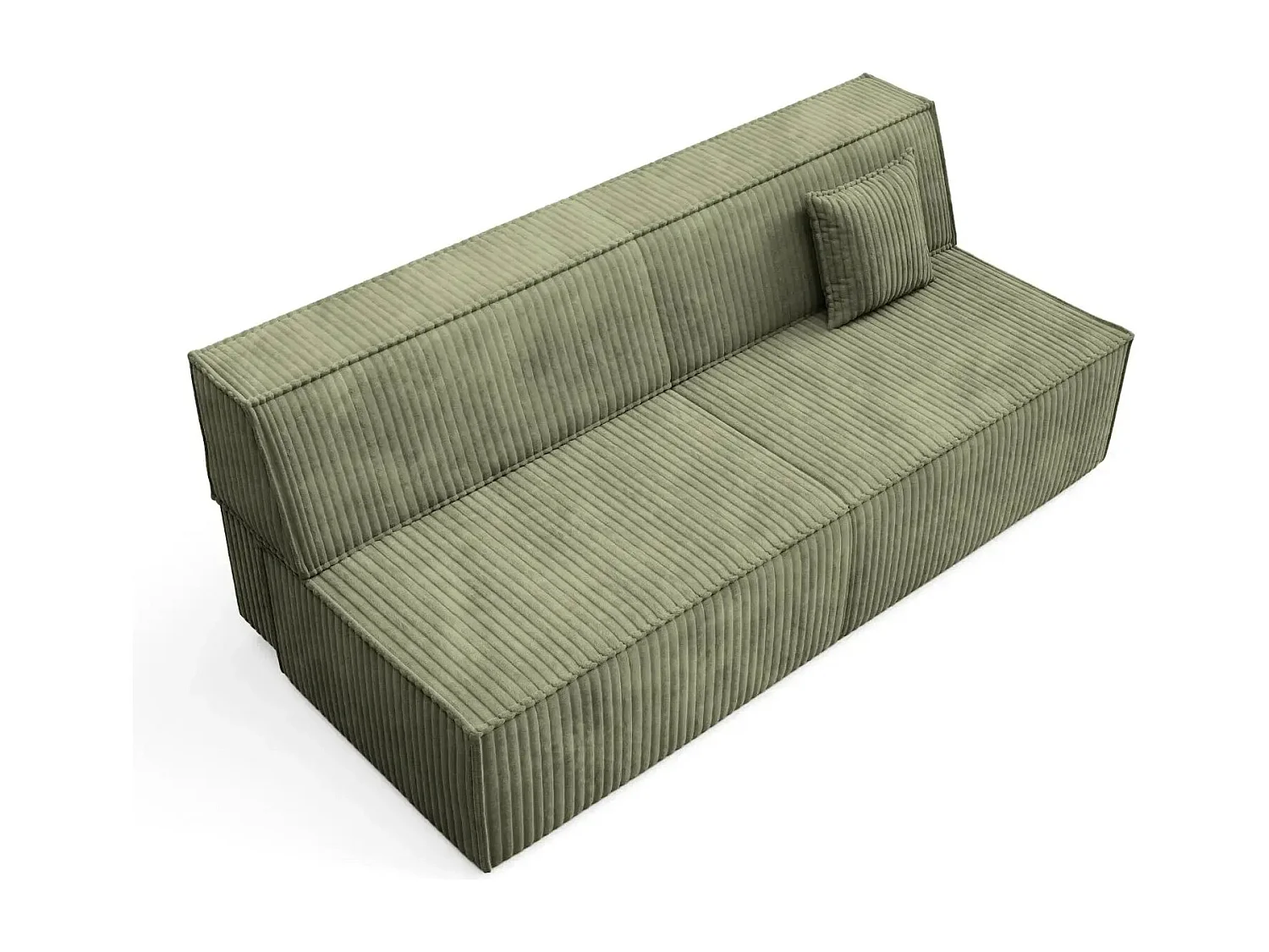 BURANO - Canapé droit convertible velours côtelé 2 places - Vert
