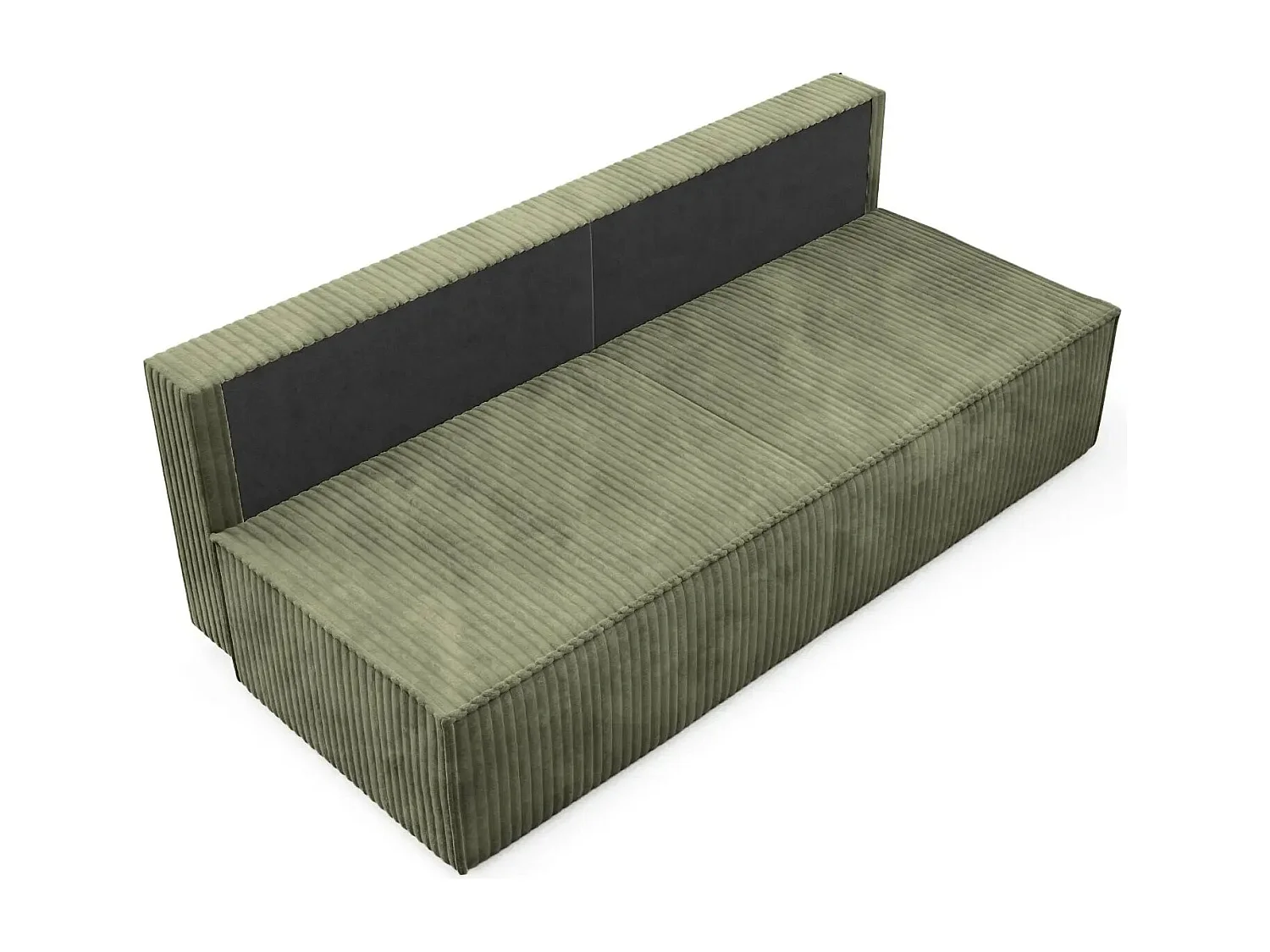 BURANO - Canapé droit convertible velours côtelé 2 places - Vert