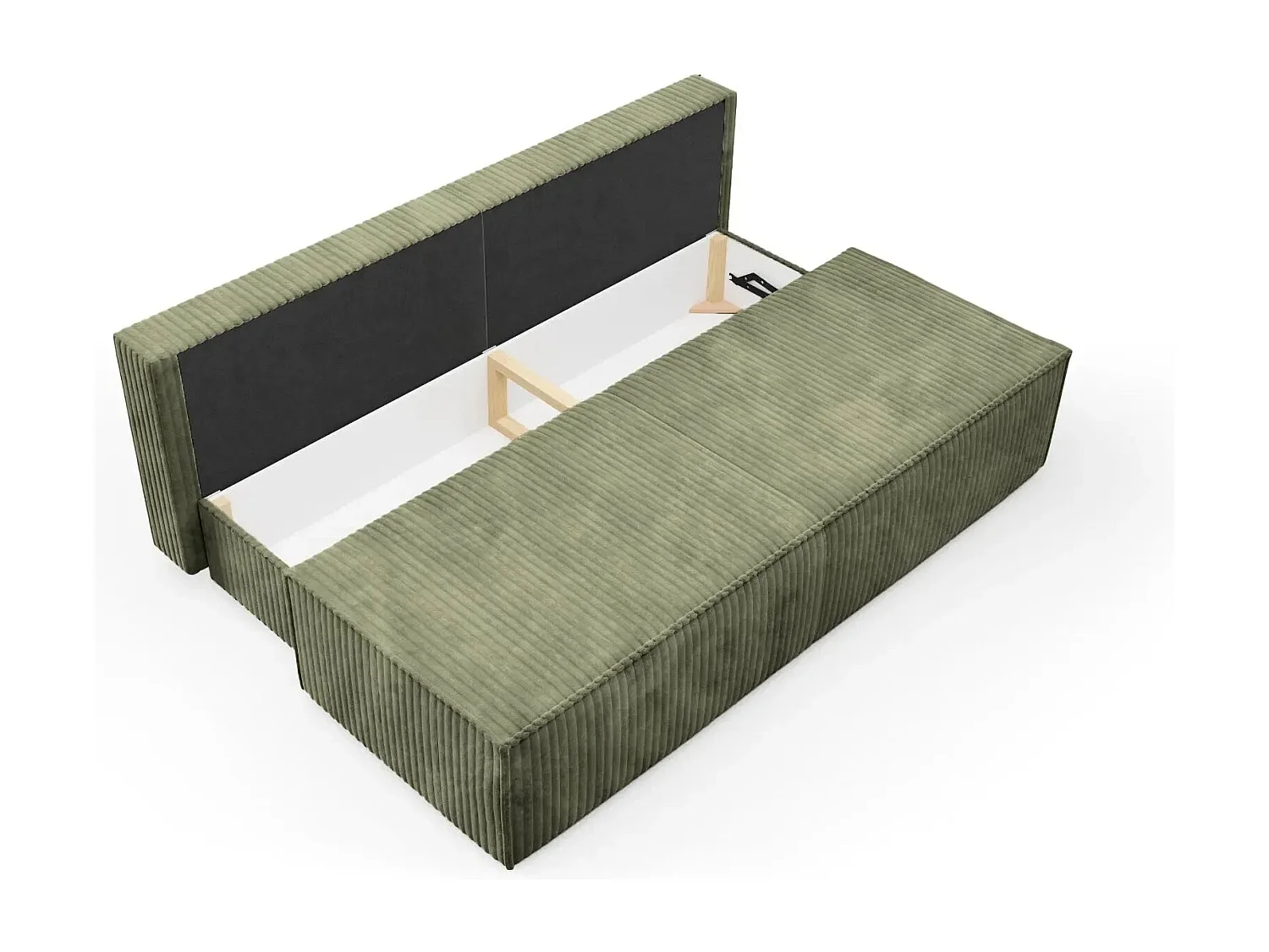 BURANO - Canapé droit convertible velours côtelé 2 places - Vert