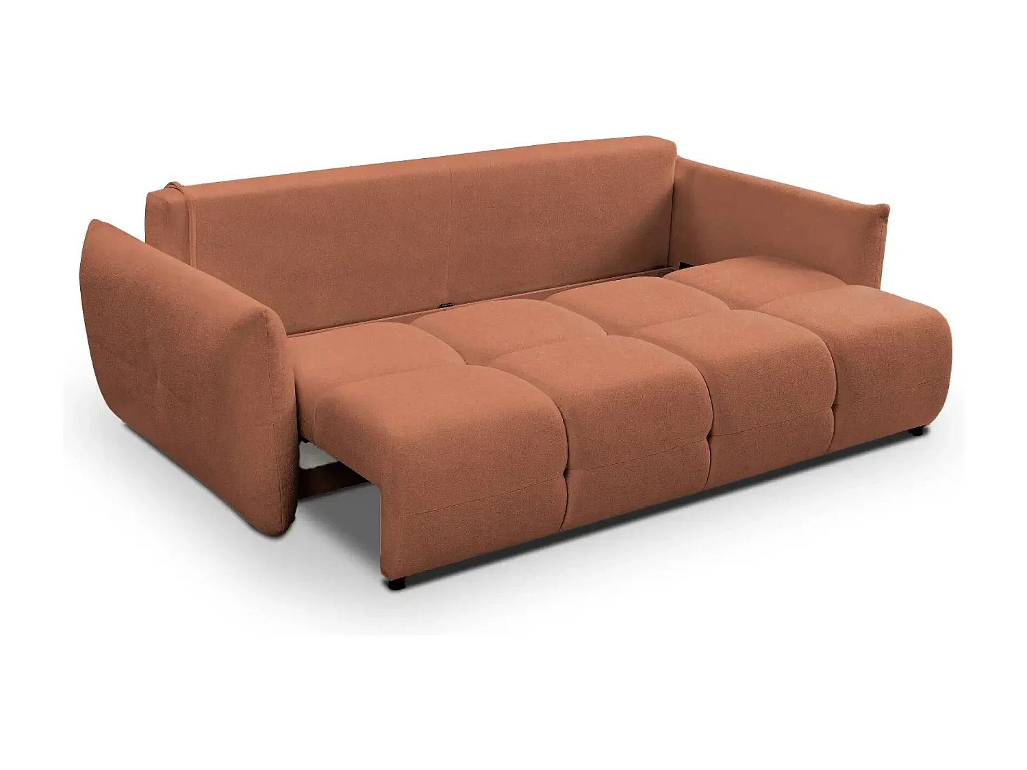 JUNE - Canapé droit convertible tissu bouclette 2 places - Terracotta