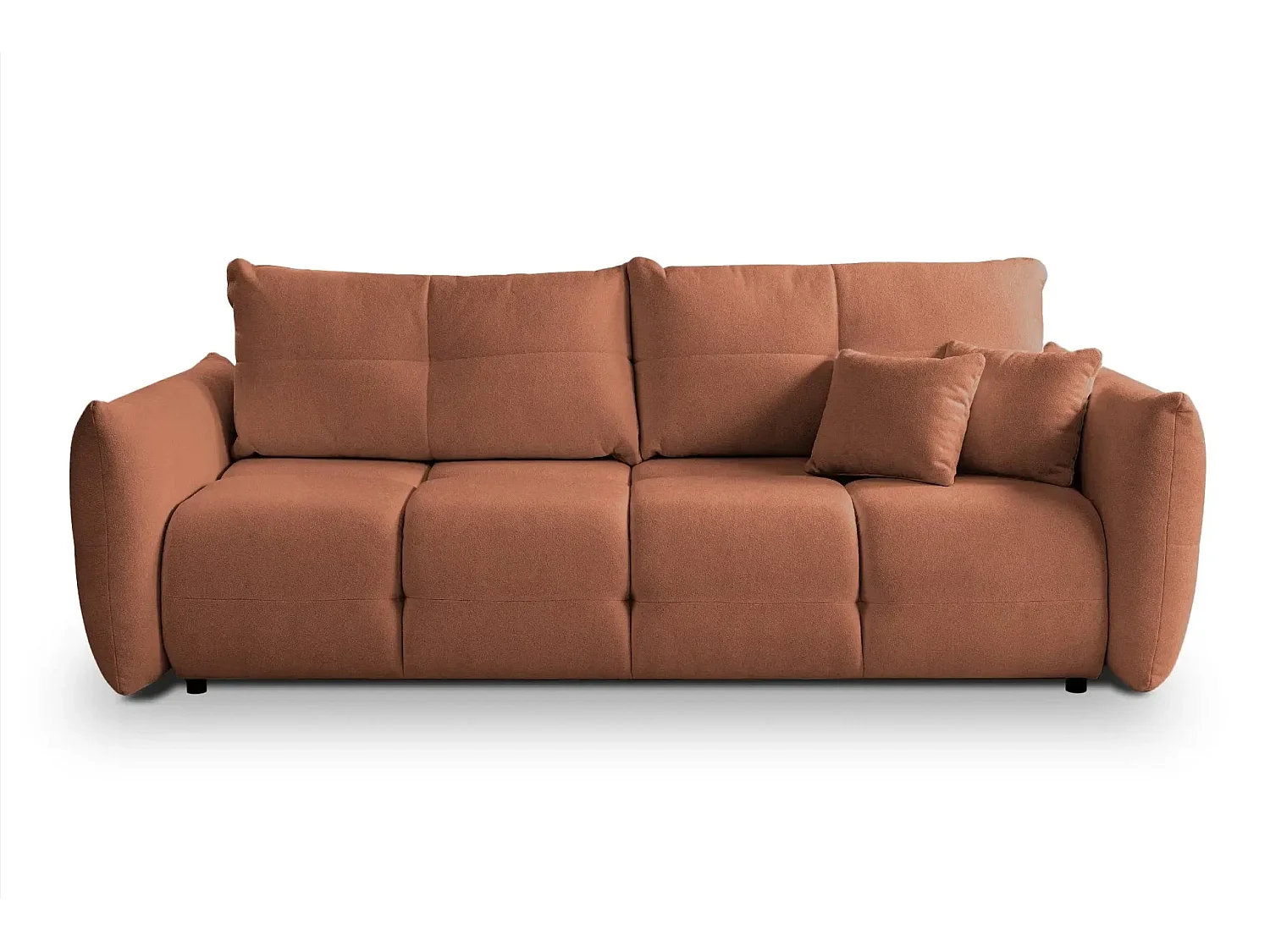 JUNE - Canapé droit convertible tissu bouclette 2 places - Terracotta