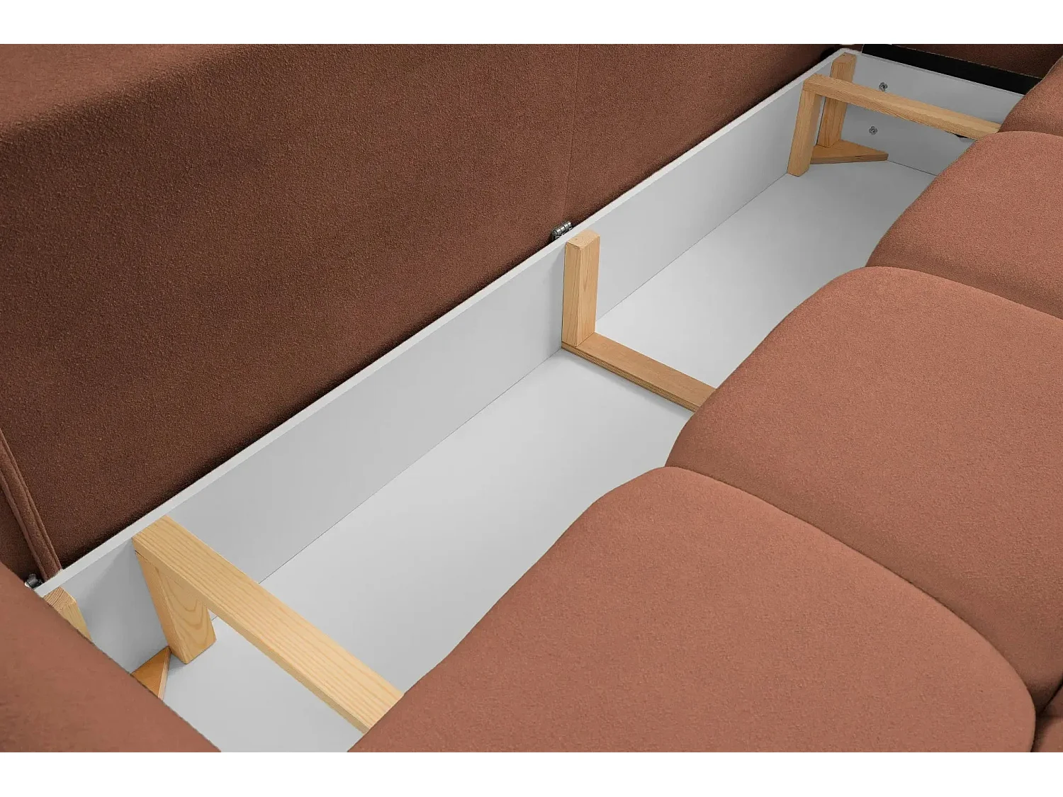 JUNE - Canapé droit convertible tissu bouclette 2 places - Terracotta