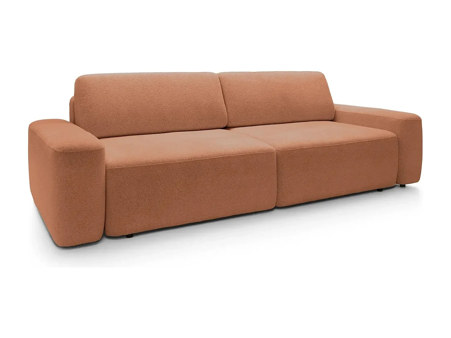 IVY - Canapé droit convertible coffre tissu chiné 3 places - Terracotta