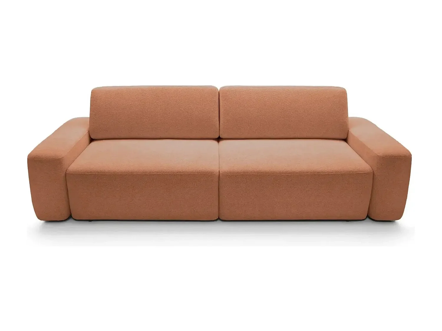 IVY - Canapé droit convertible coffre tissu chiné 3 places - Terracotta