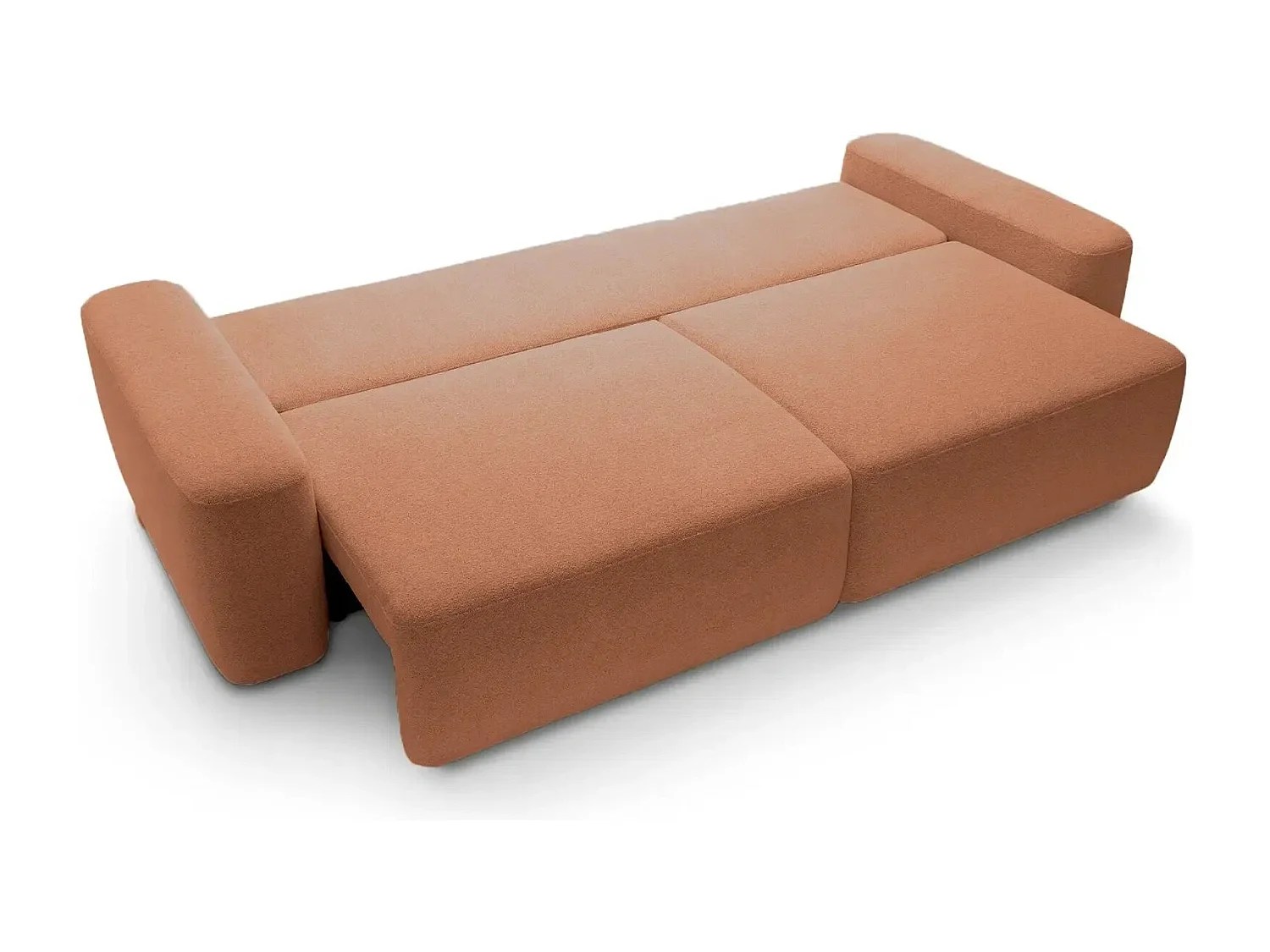 IVY - Canapé droit convertible coffre tissu chiné 3 places - Terracotta