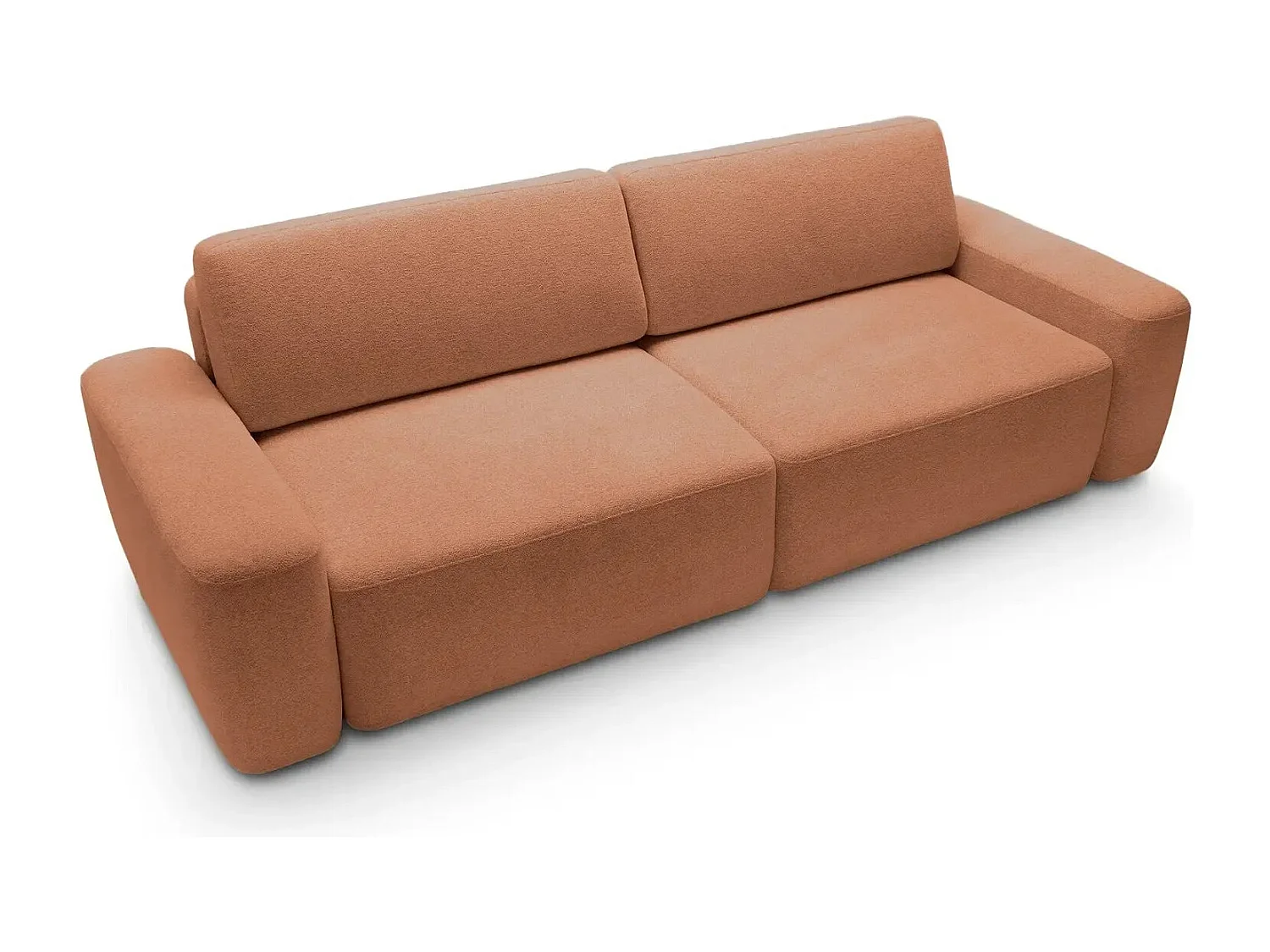 IVY - Canapé droit convertible coffre tissu chiné 3 places - Terracotta