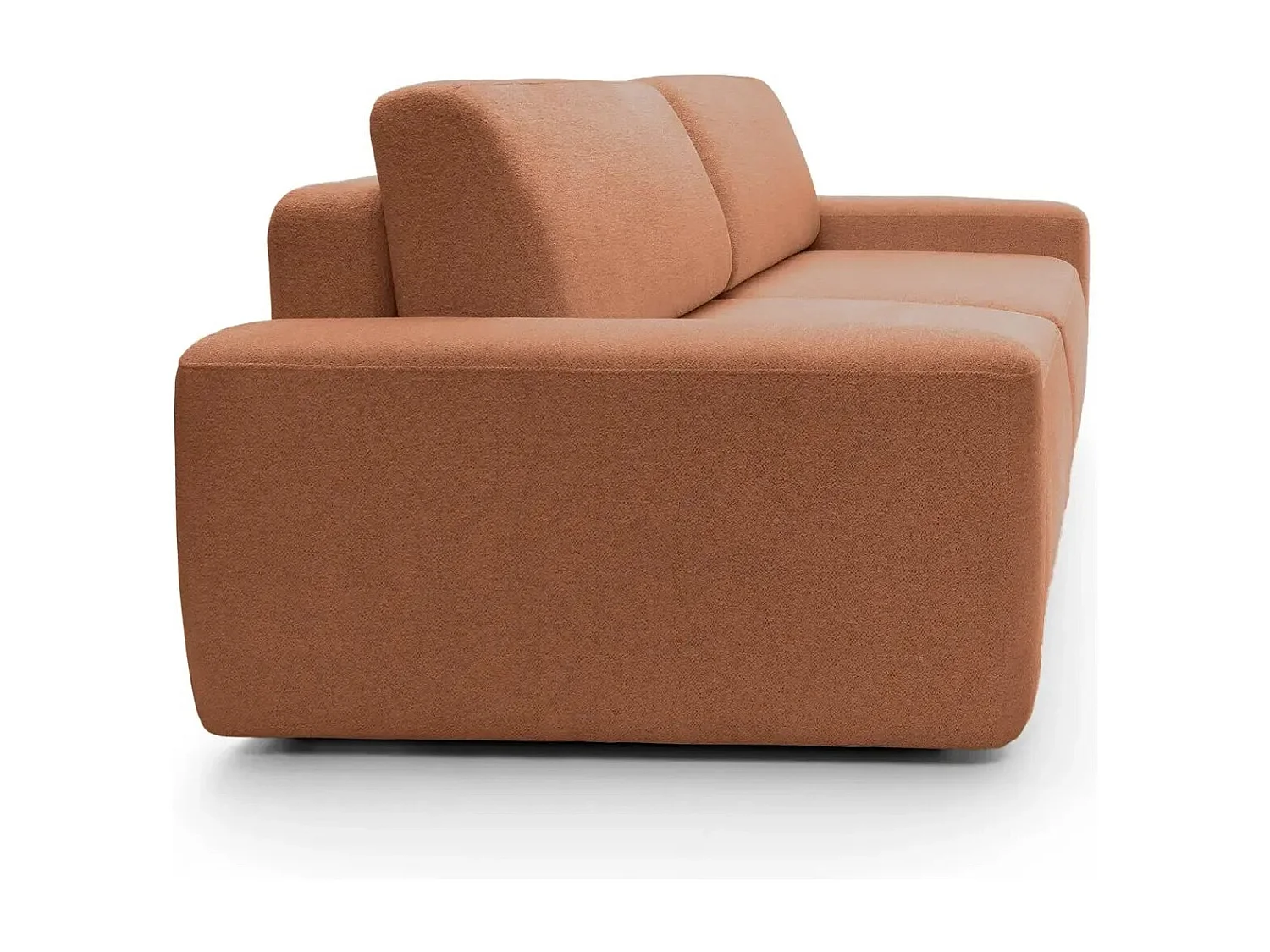 IVY - Canapé droit convertible coffre tissu chiné 3 places - Terracotta