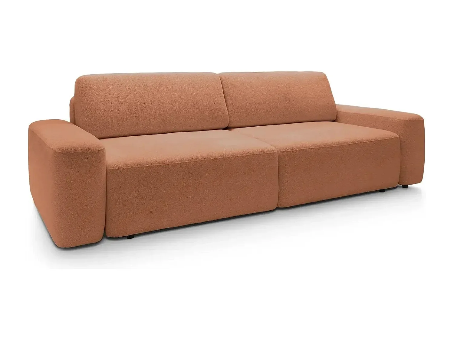 IVY - Canapé droit convertible coffre tissu chiné 3 places - Terracotta