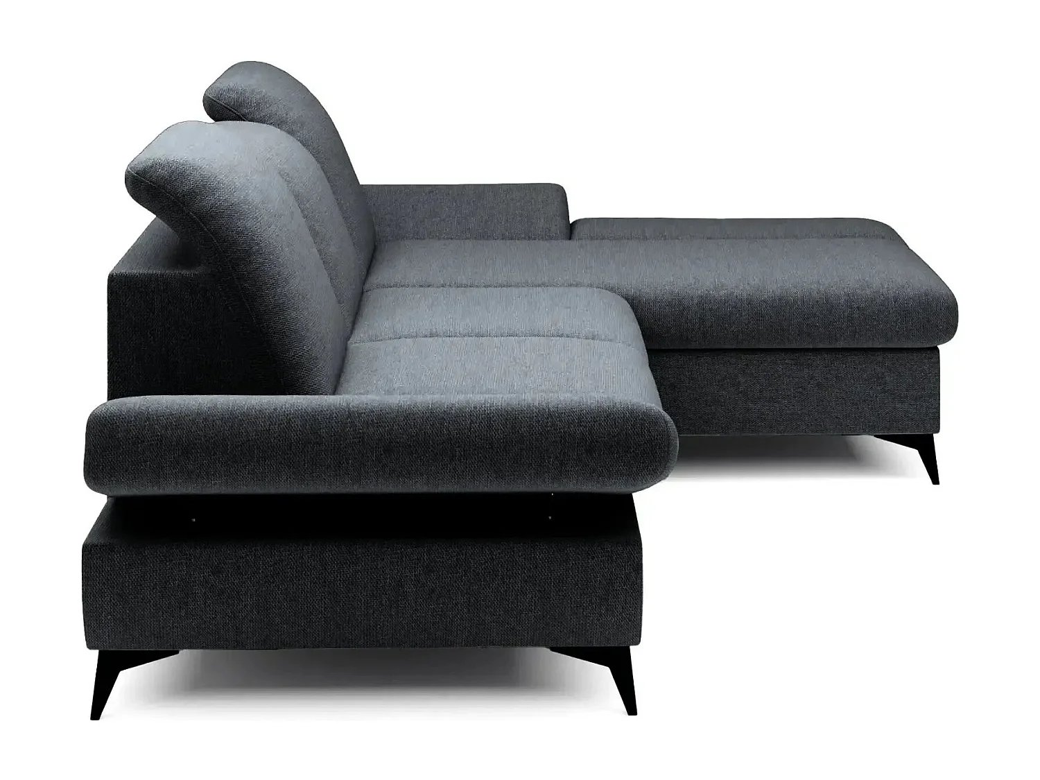 LIVIA - Canapé d'angle convertible tissu chiné 4 places - Gris foncé - Gauche