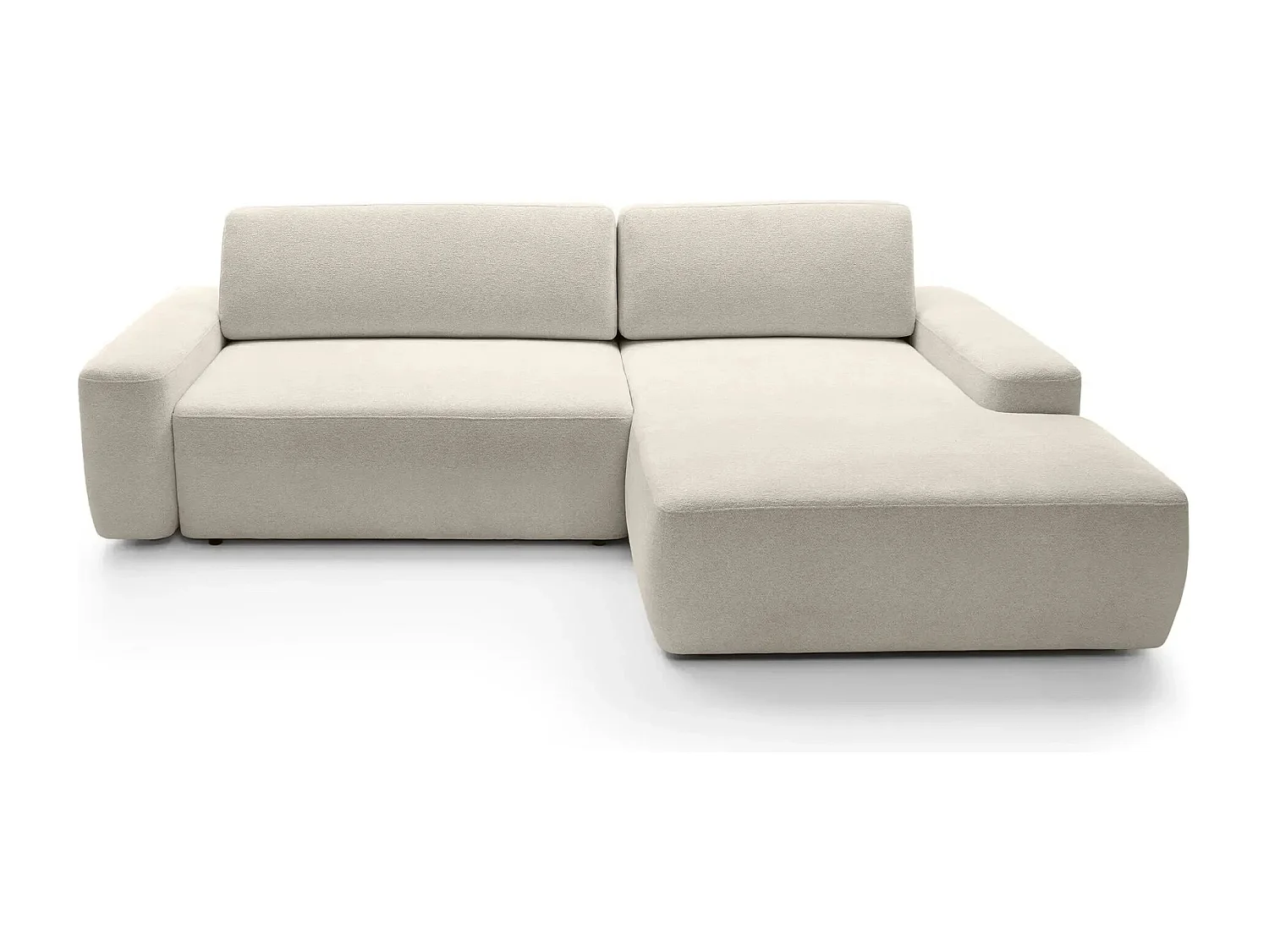 IVY - Canapé d'angle convertible tissu chiné 4 places - Beige - Gauche