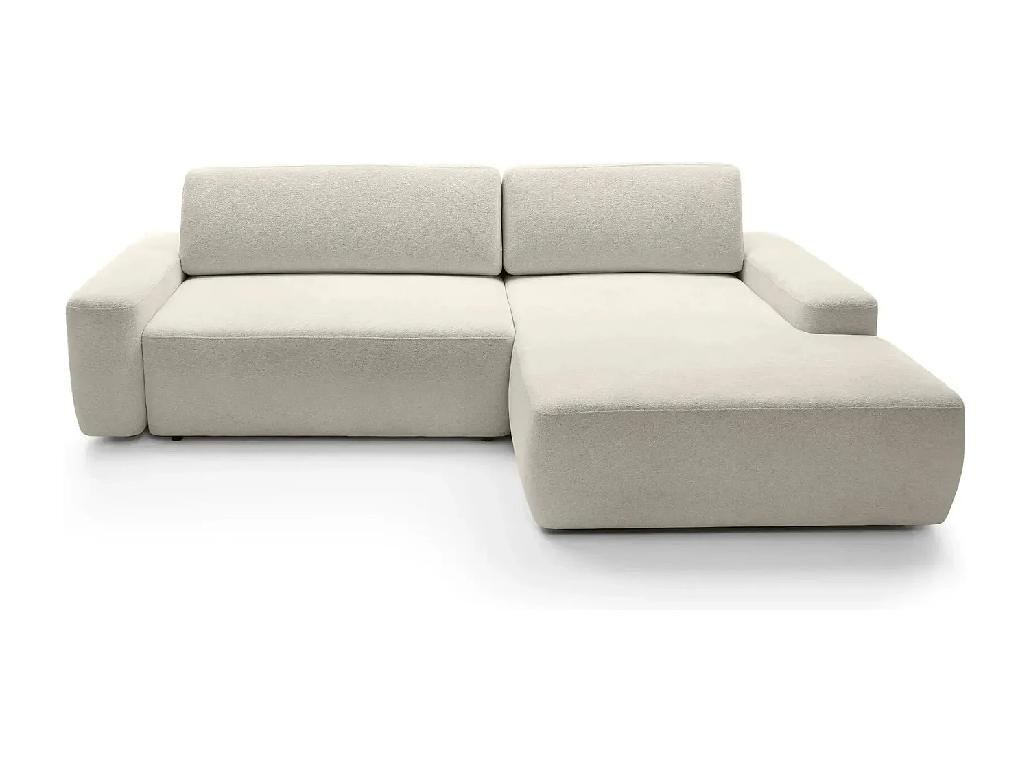 IVY - Canapé d'angle convertible tissu chiné 4 places - Beige - Gauche