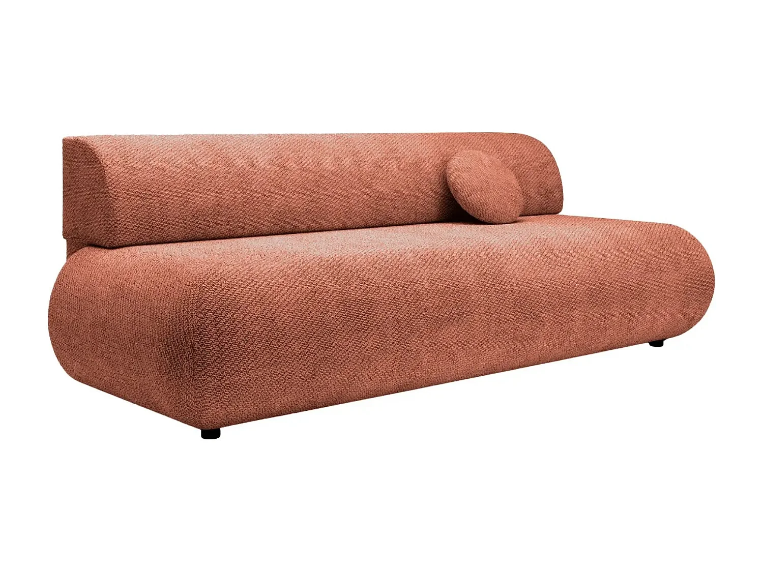 LEVI - Canapé droit convertible tissu lisse 2 places - Terracotta