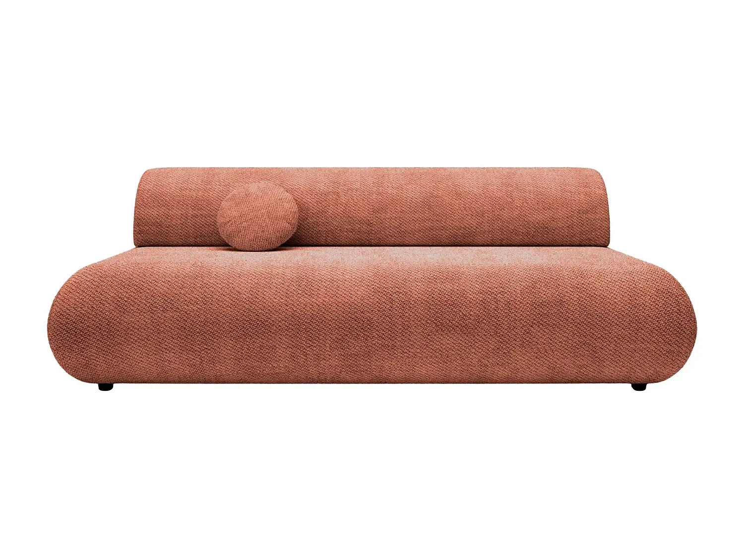 LEVI - Canapé droit convertible tissu lisse 2 places - Terracotta