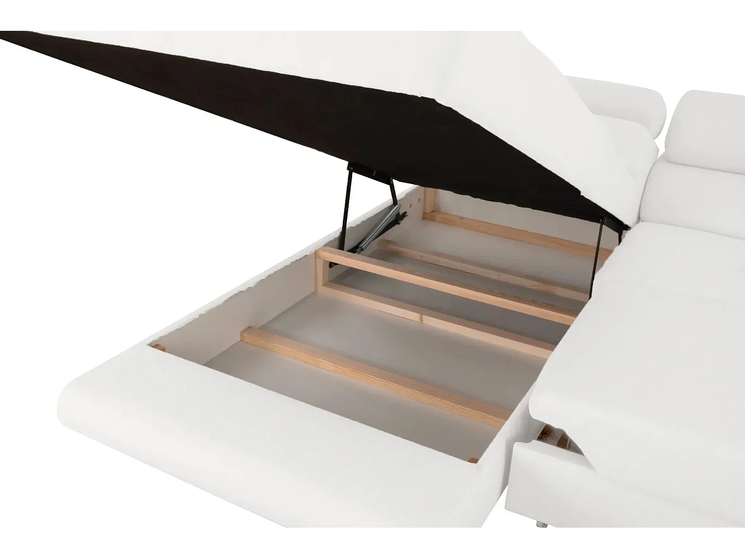 CHARLIE L - Canapé d'angle convertible tissu lisse 4 places - Beige - Droit