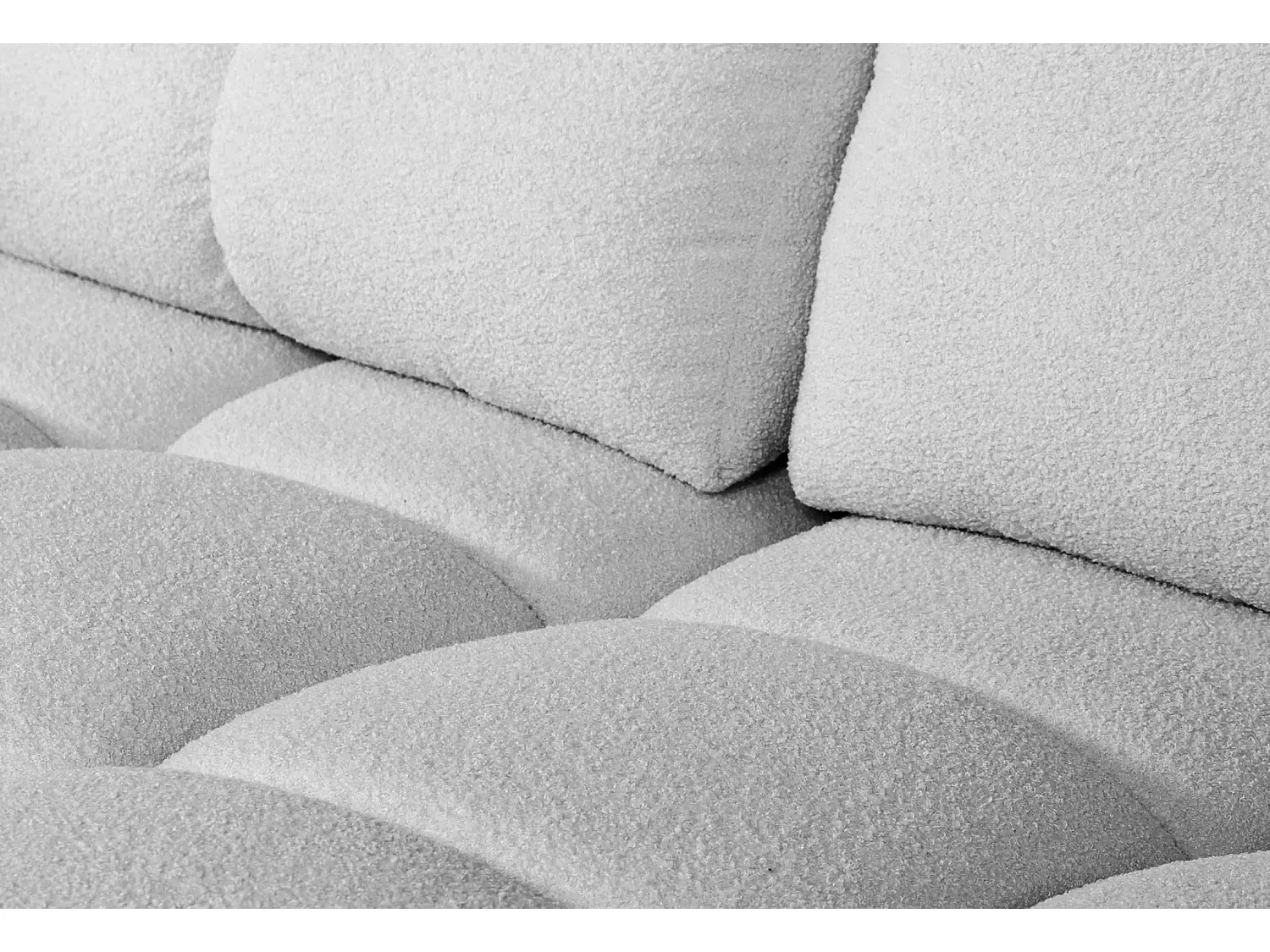 CONSTANCE - Canapé d'angle convertible tissu bouclette 4 places - Gris clair - Droit