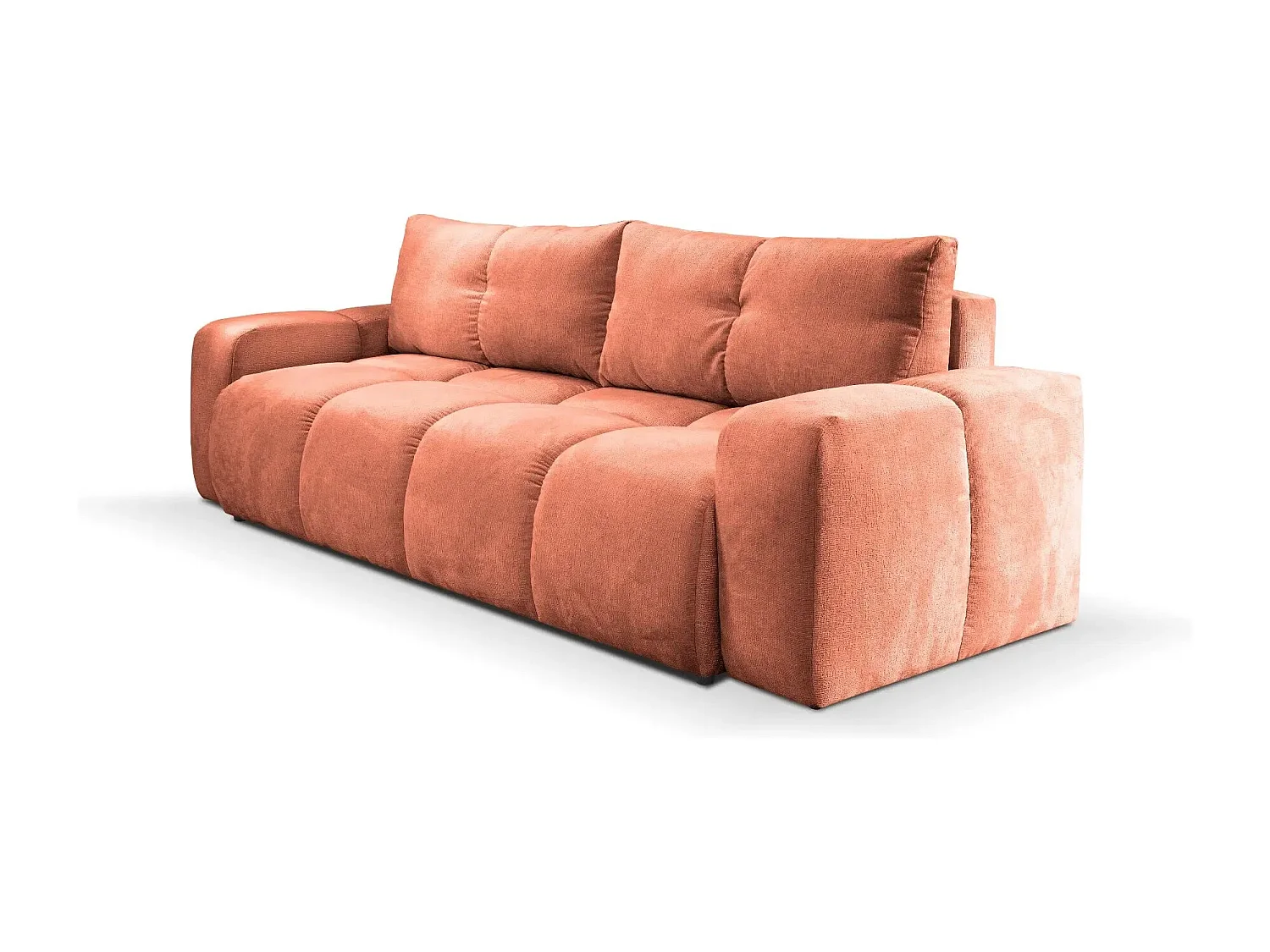 CONSTANCE - Canapé droit convertible tissu chenille 3 places - Terracotta