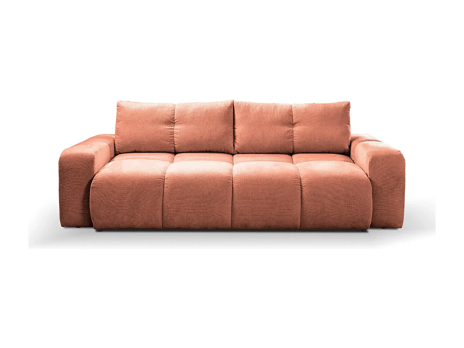 CONSTANCE - Canapé droit convertible tissu chenille 3 places - Terracotta
