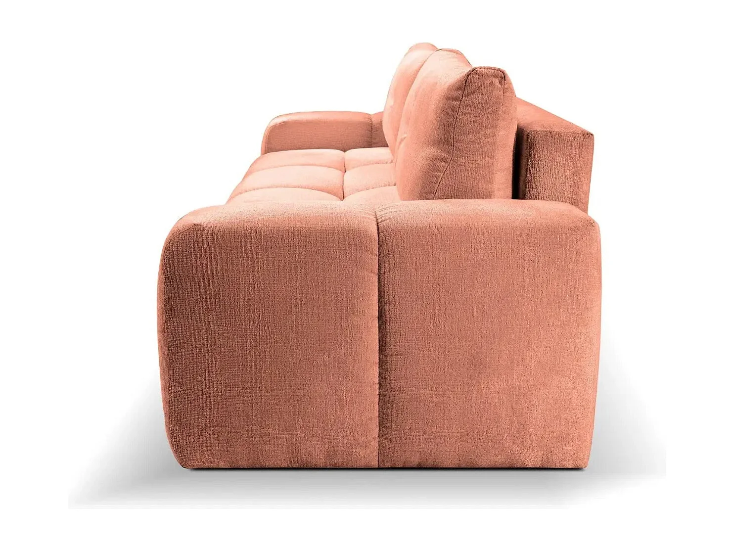 CONSTANCE - Canapé droit convertible tissu chenille 3 places - Terracotta