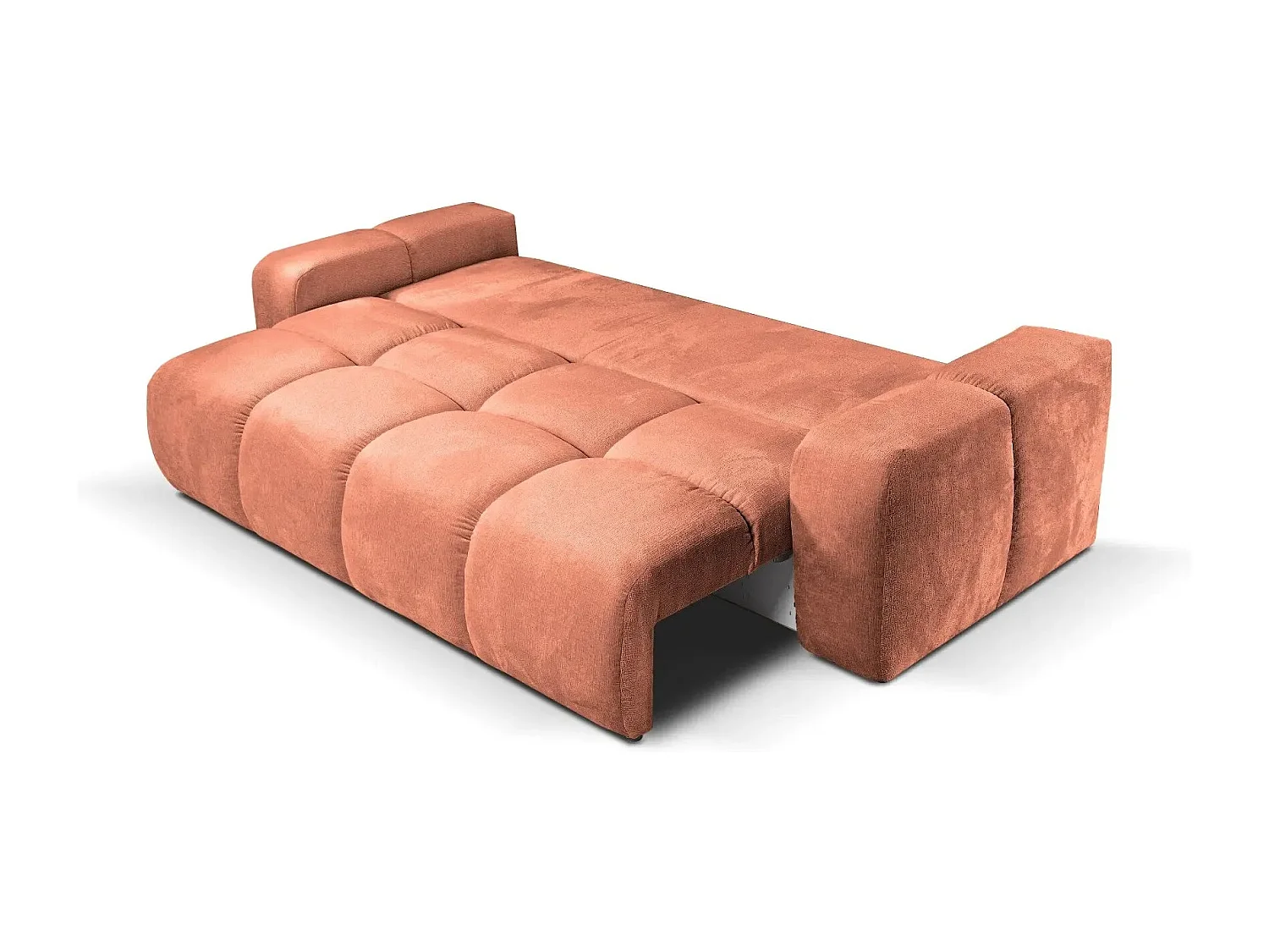 CONSTANCE - Canapé droit convertible tissu chenille 3 places - Terracotta