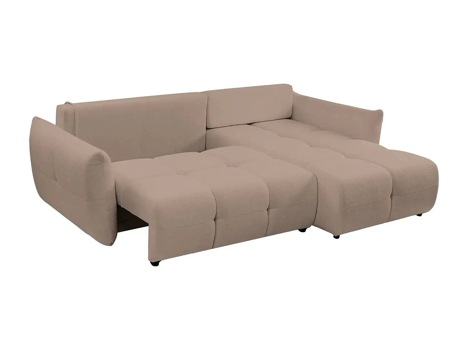 JUNE - Canapé d'angle convertible tissu bouclette 3 places - Café