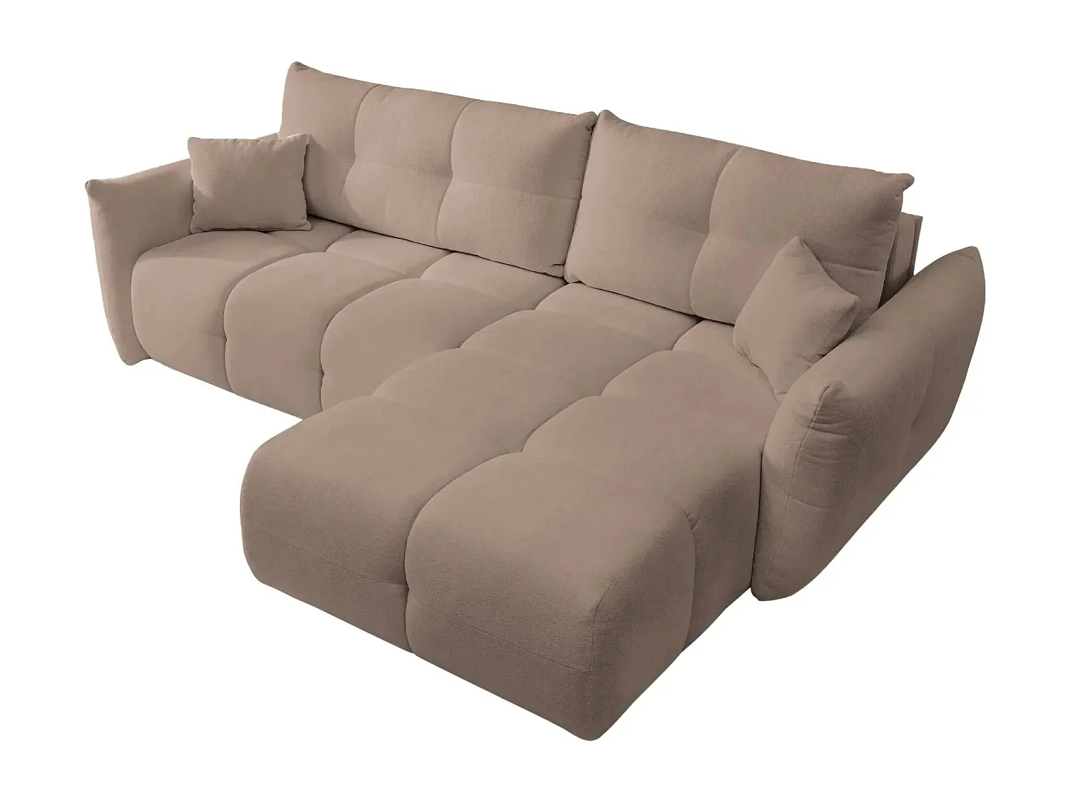 JUNE - Canapé d'angle convertible tissu bouclette 3 places - Café