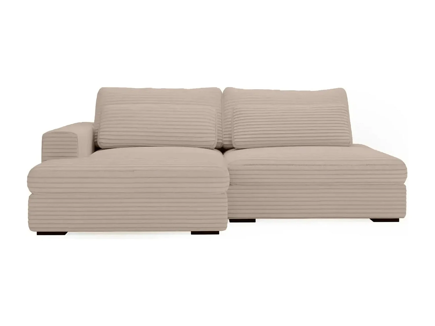 AGATHE - Canapé d'angle convertible gros velours côtelé 4 places - Café - Droit