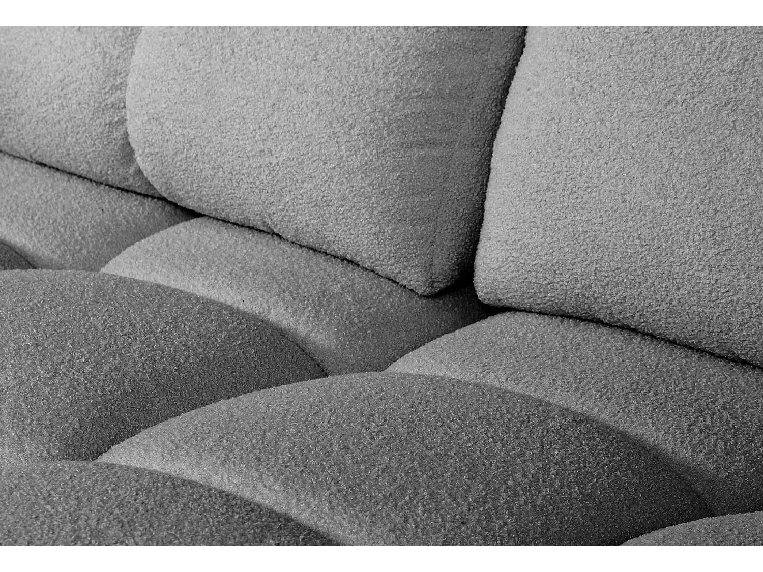 CONSTANCE - Canapé d'angle convertible tissu bouclette 4 places - Gris foncé - Droit