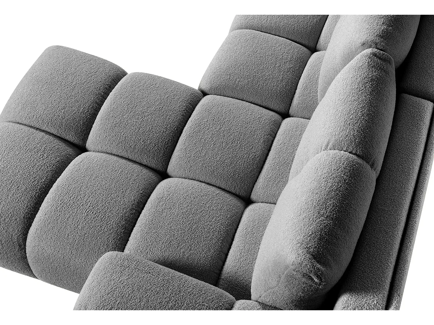 CONSTANCE - Canapé d'angle convertible tissu bouclette 4 places - Gris foncé - Droit