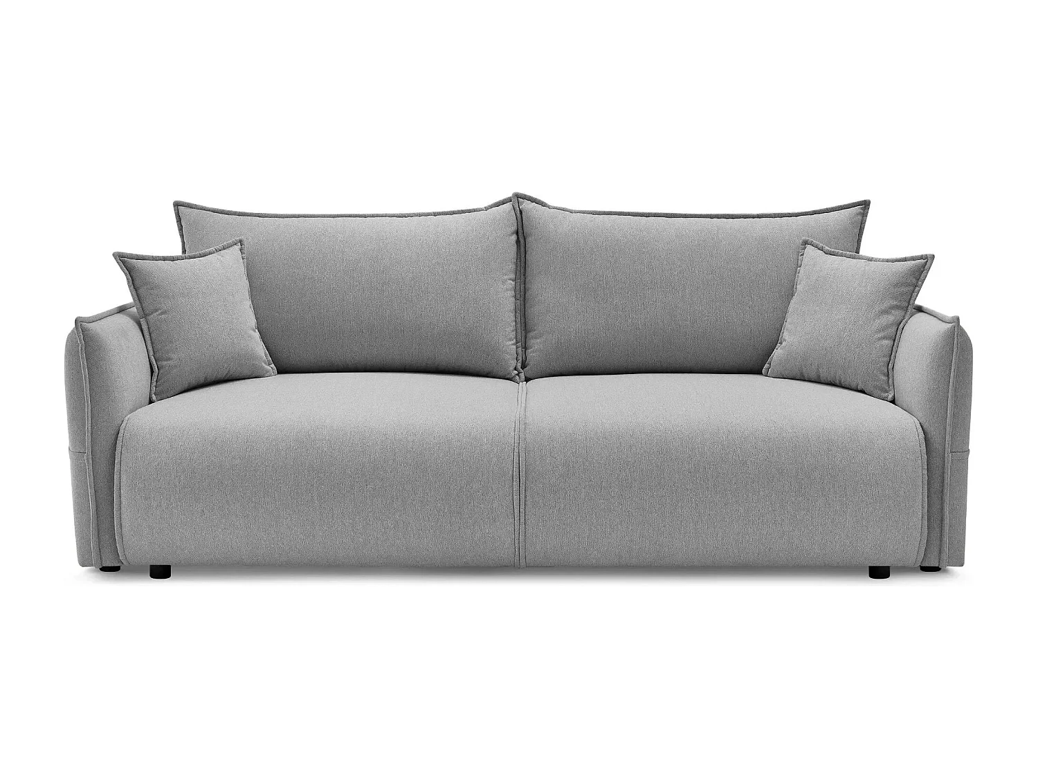 CAROLINA - Canapé droit convertible tissu chiné 3 places - Gris clair