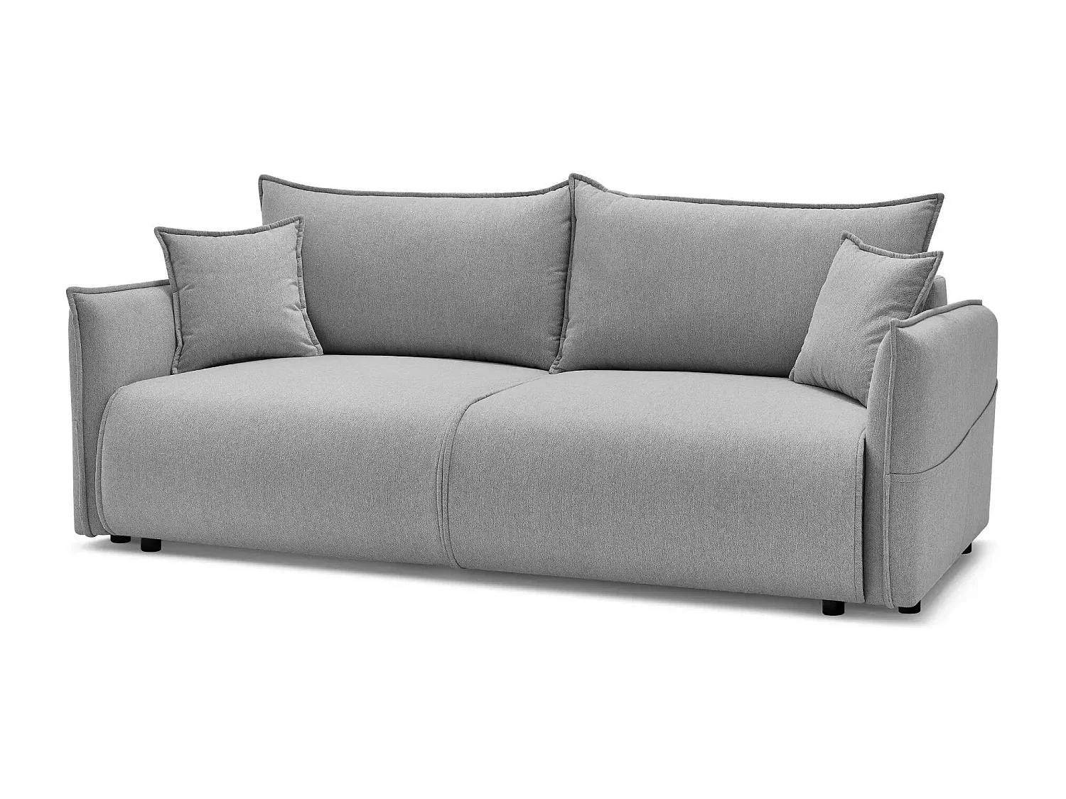 Canapé convertible 3 places en tissu chiné gris clair CAROLINA