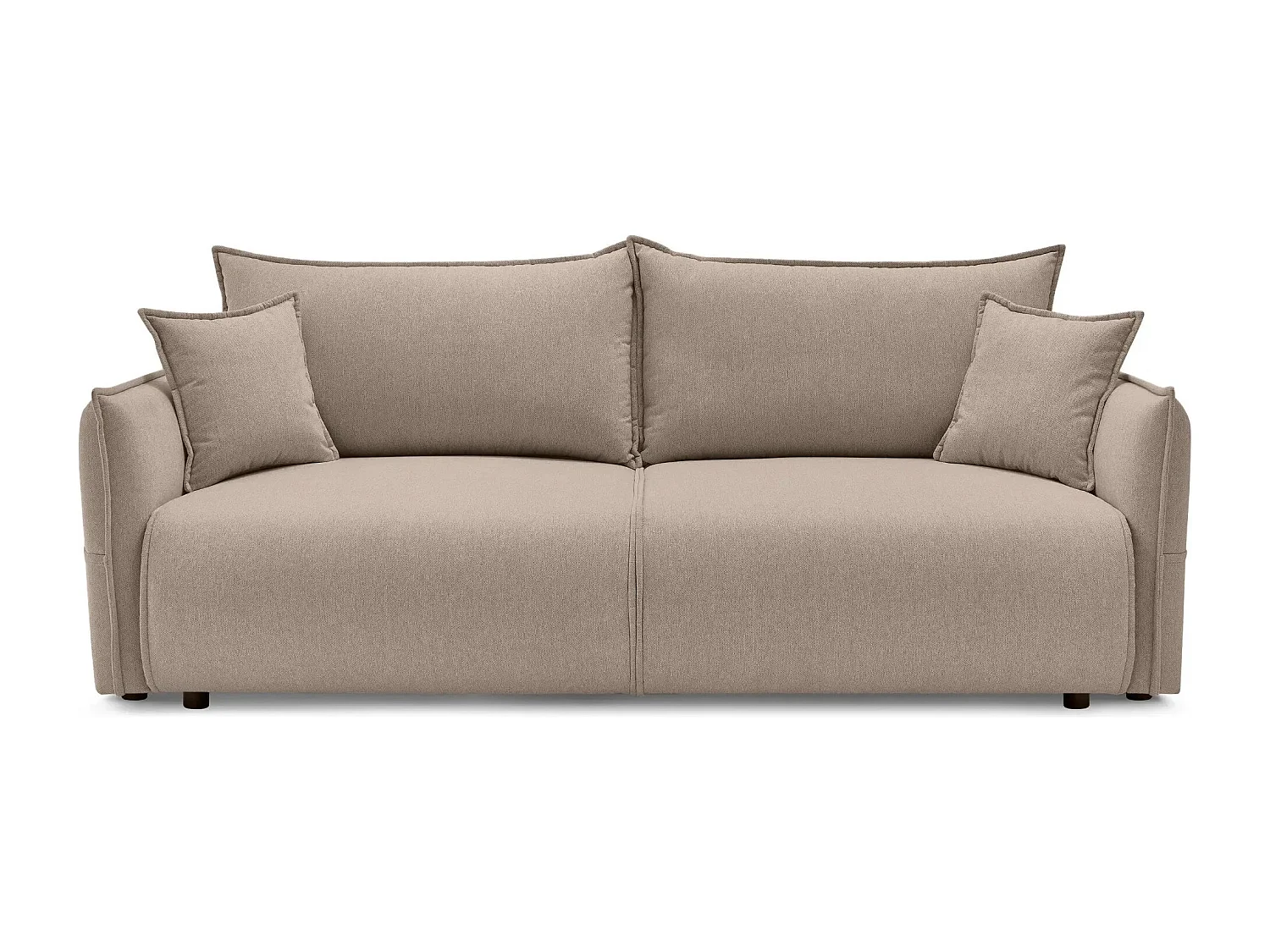 CAROLINA - Canapé droit convertible tissu chiné 3 places - Café