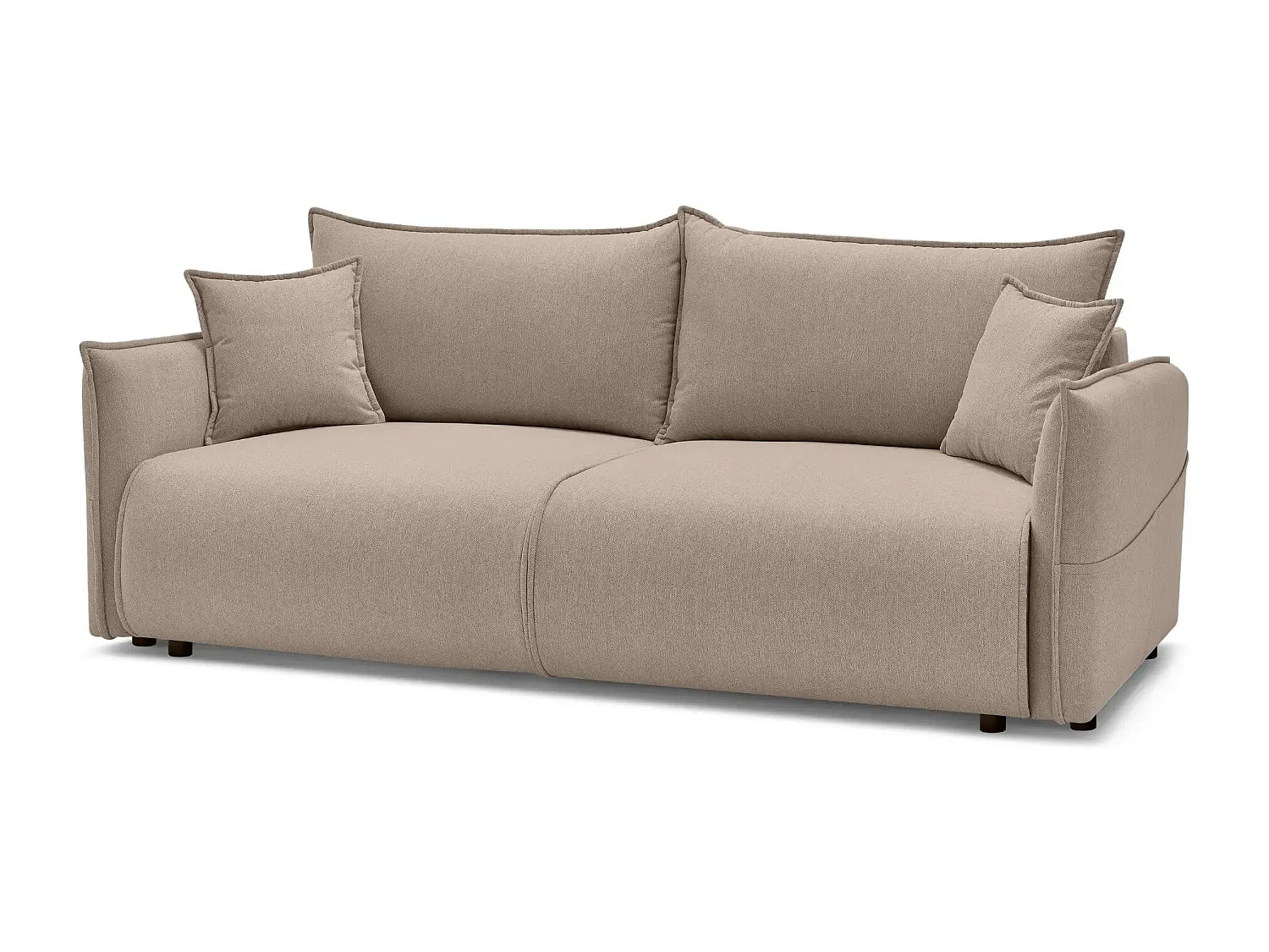 CAROLINA - Canapé droit convertible tissu chiné 3 places - Café